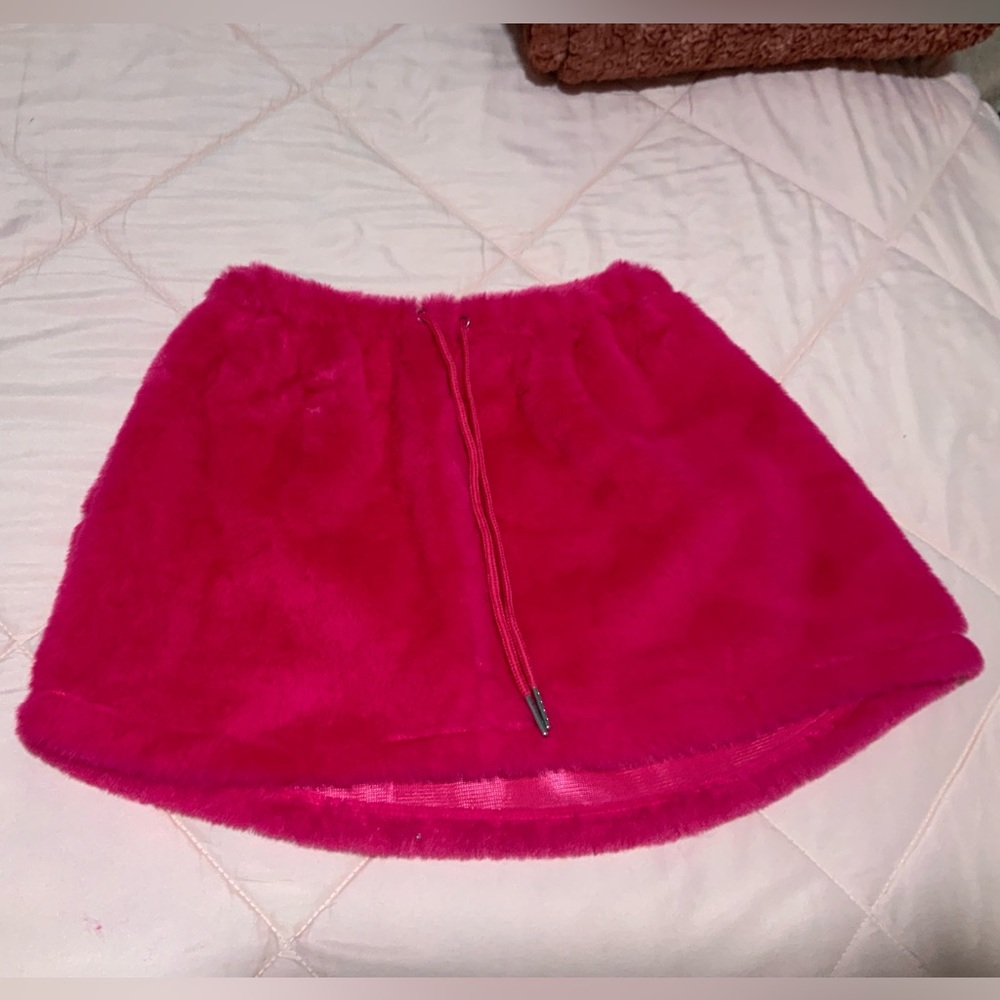 Dolls Kill Hot Pink Faux-Fur Mini Skirt